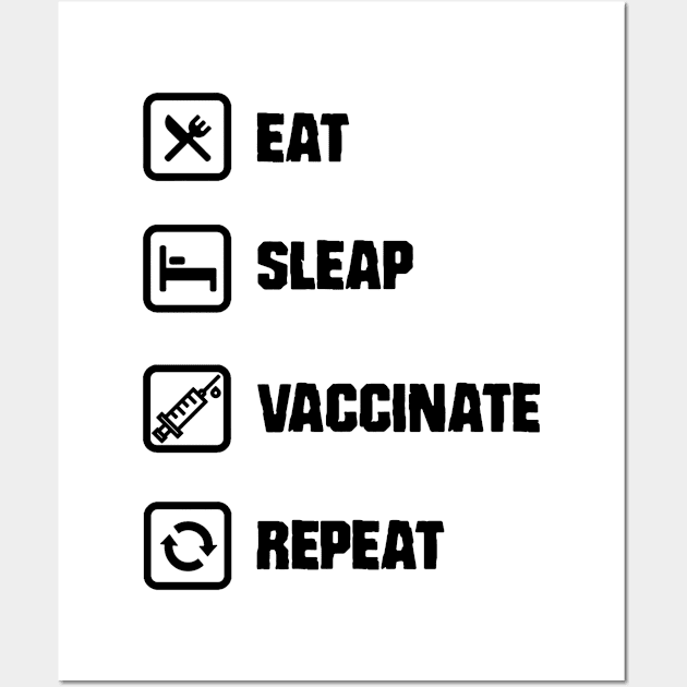 Eat Sleep Vaccinate Repeat Black Wall Art by Acinony